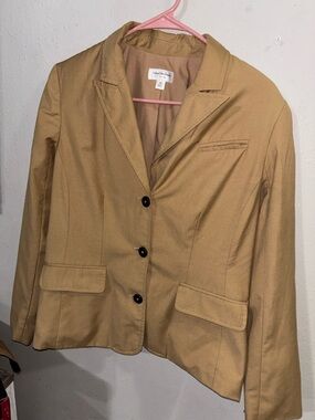 Isaac Mizrahi Target Women’s 12  Blazer Long Sleeve Button Front Tan Light